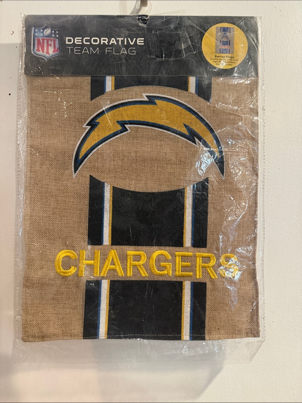 NFL Los Angeles Chargers Burlap Flag - Navy & Yellow
